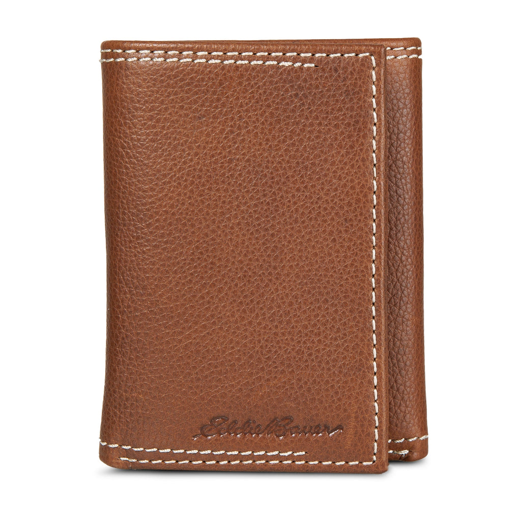 EB Signature Top Stitch Leather Trifold Wallet