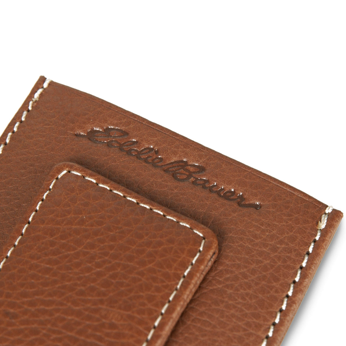 EB Signature Top Stitch Magnetic Leather Card Case