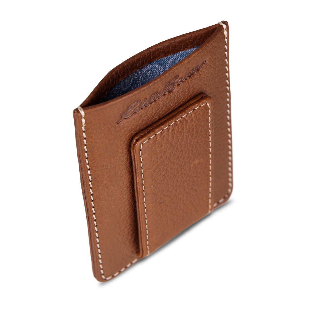 EB Signature Top Stitch Magnetic Leather Card Case