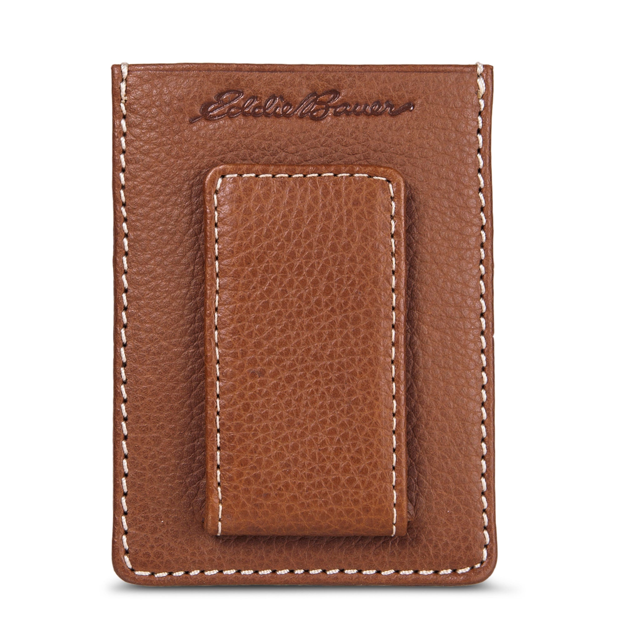 EB Signature Top Stitch Magnetic Leather Card Case