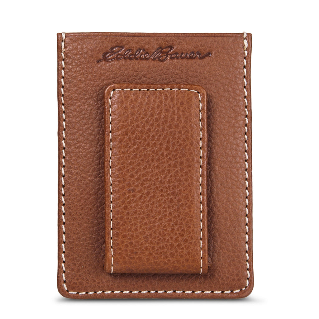 EB Signature Top Stitch Magnetic Leather Card Case