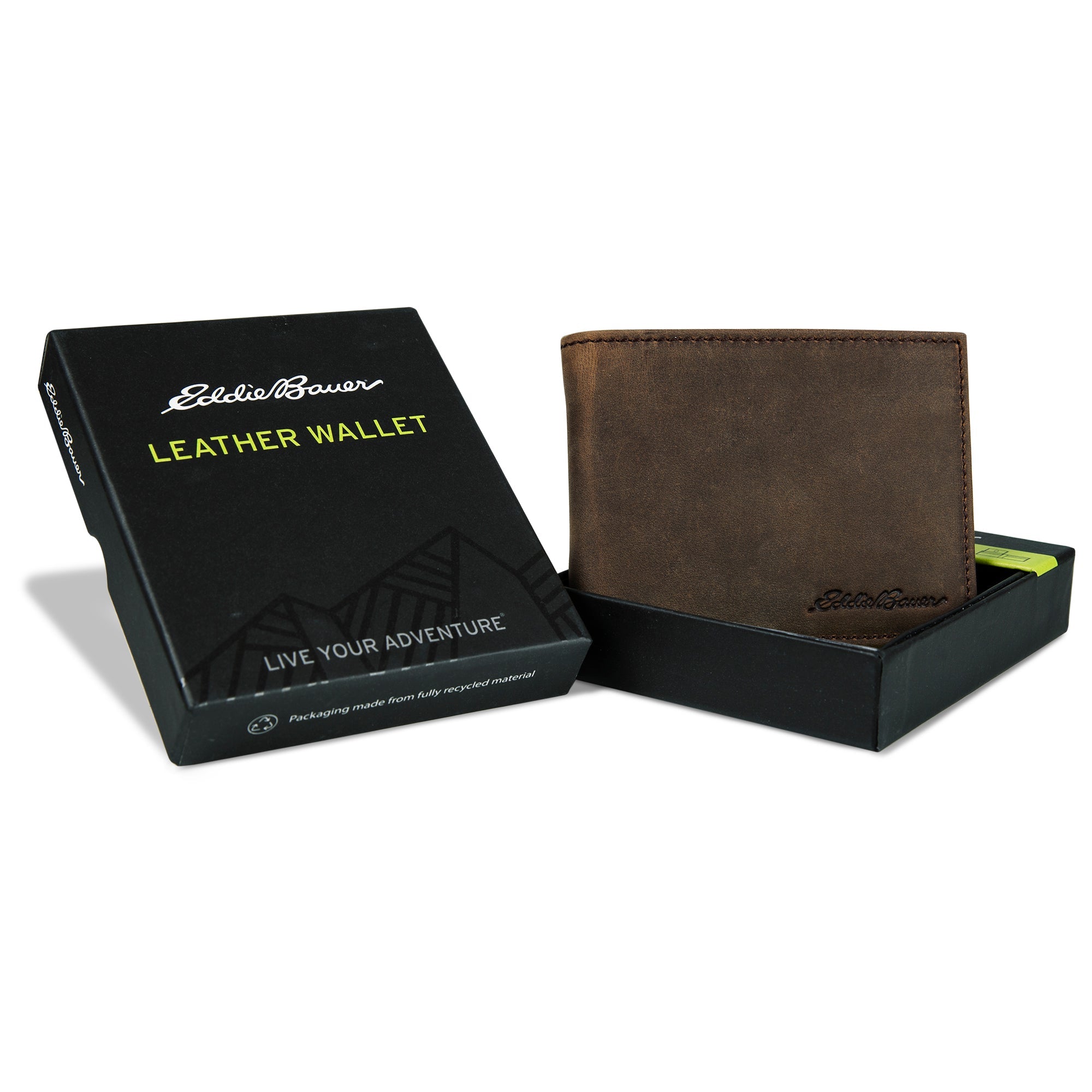 Leather Removable Passcase Wallet With Embossed Sasquatch