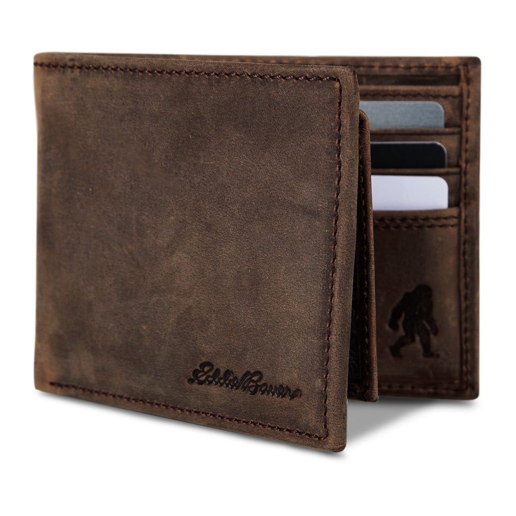 Leather Removable Passcase Wallet With Embossed Sasquatch