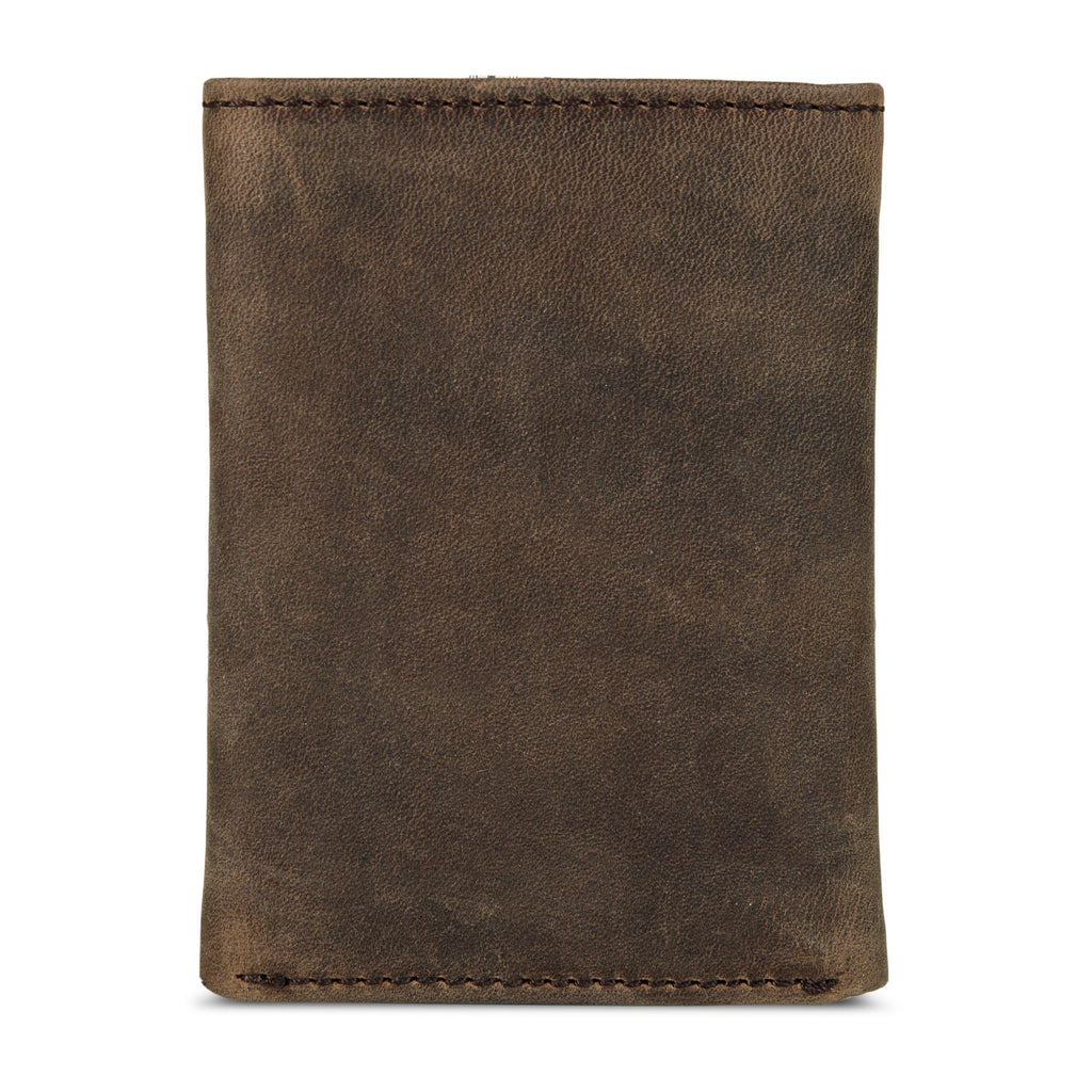 Leather Trifold Wallet With Embossed Sasquatch