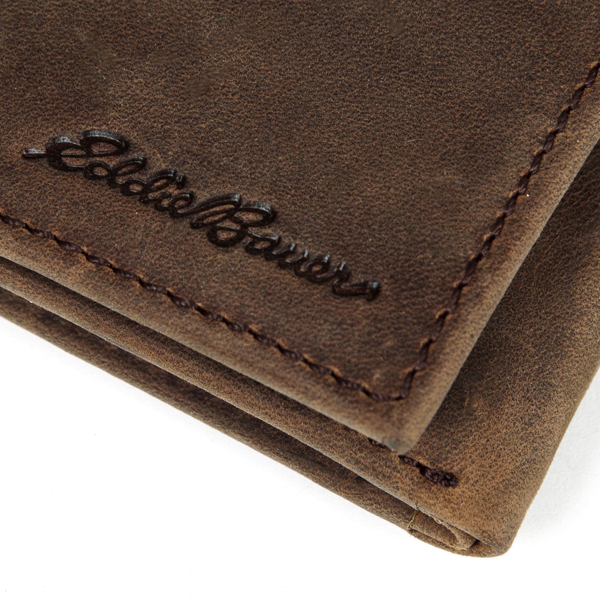 Leather Trifold Wallet With Embossed Sasquatch