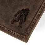 Leather Trifold Wallet With Embossed Sasquatch