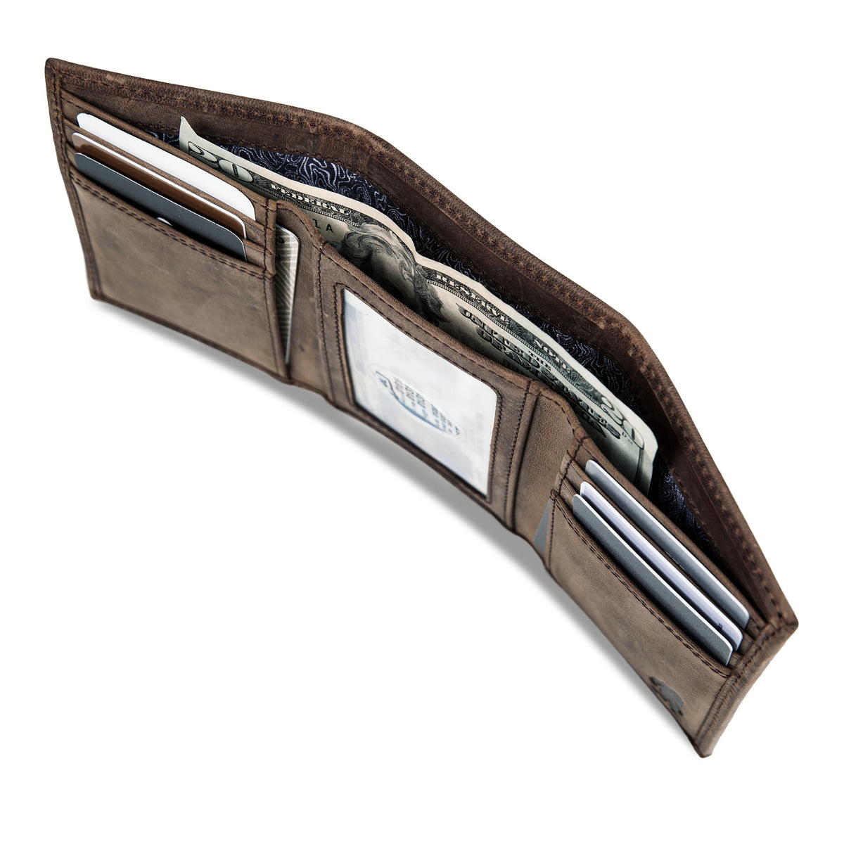 Leather Trifold Wallet With Embossed Sasquatch