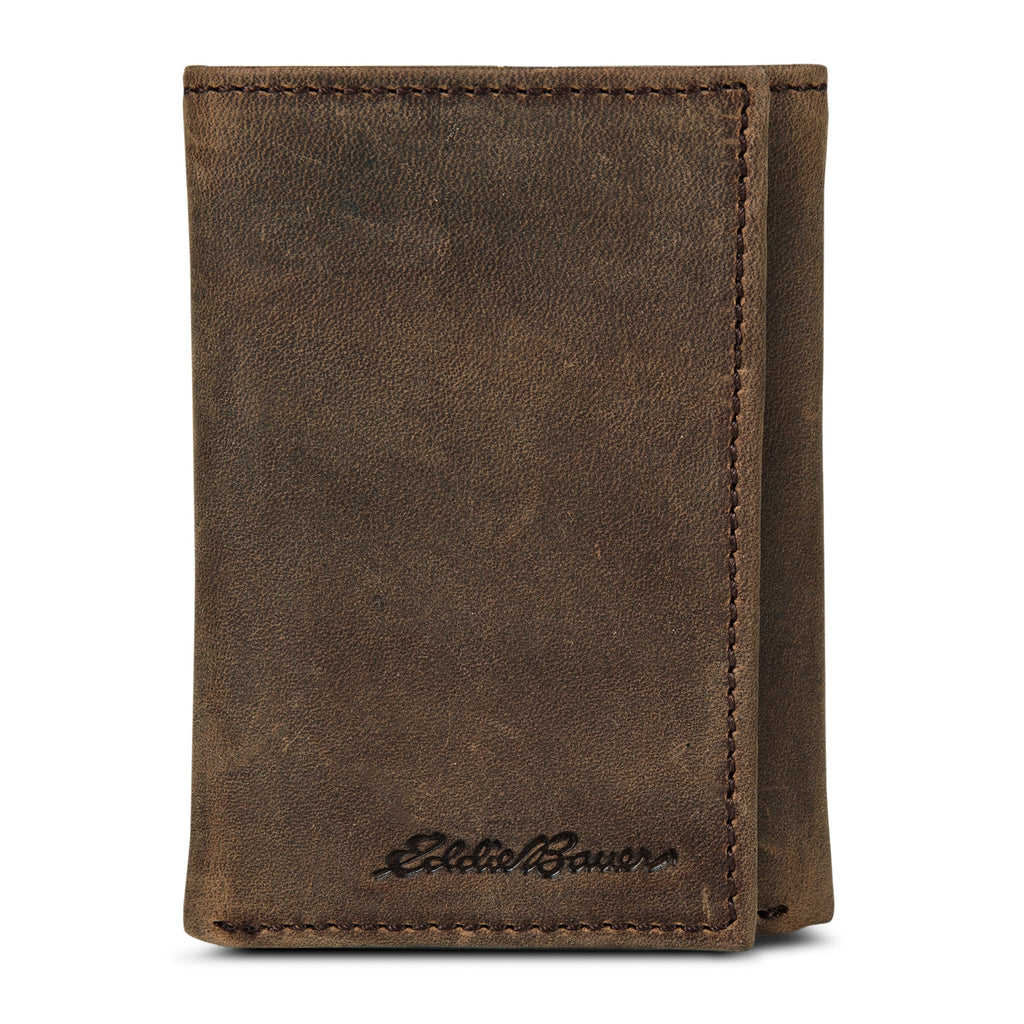 Leather Trifold Wallet With Embossed Sasquatch