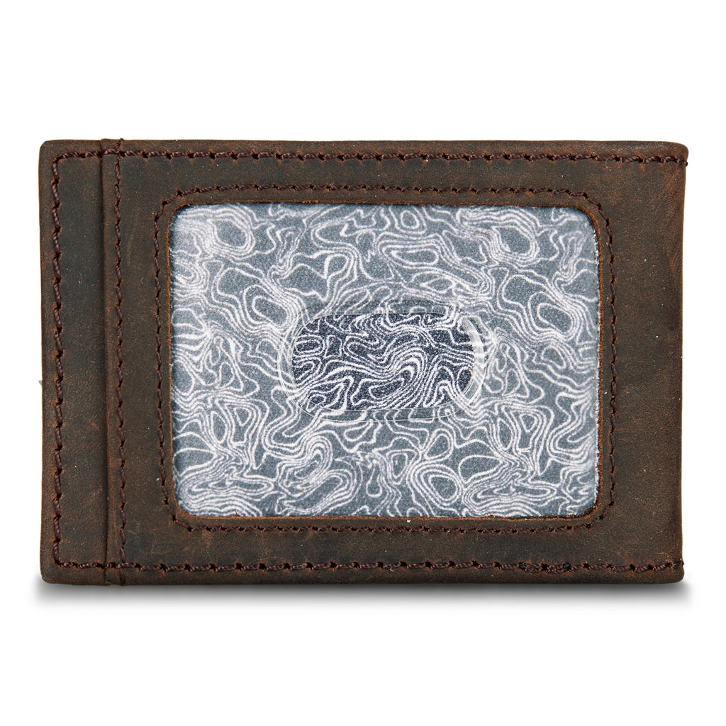 Money Clip Bifold Leather Wallet With Embossed Sasquatch