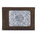 Money Clip Bifold Leather Wallet With Embossed Sasquatch