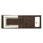 Money Clip Bifold Leather Wallet With Embossed Sasquatch