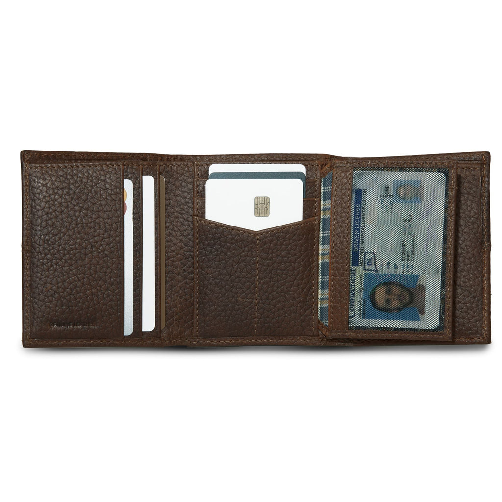 Extra Capacity Rugged Leather Trifold With Flip Id