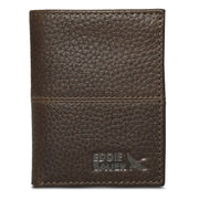 Extra Capacity Rugged Leather Trifold With Flip Id - Brown
