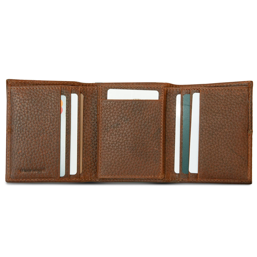 Extra Capacity Rugged Leather Trifold With Flip Id