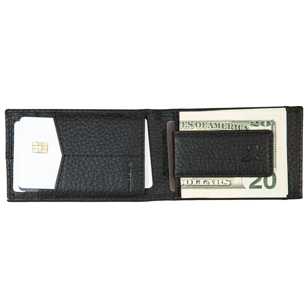 Rugged Leather Money Clip Bifold Wallet