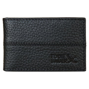 Rugged Leather Money Clip Bifold Wallet - Black