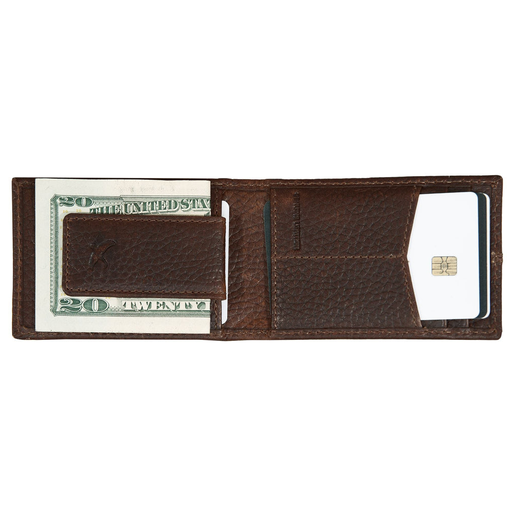 Rugged Leather Money Clip Bifold Wallet