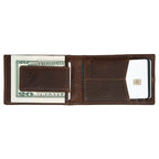 Rugged Leather Money Clip Bifold Wallet