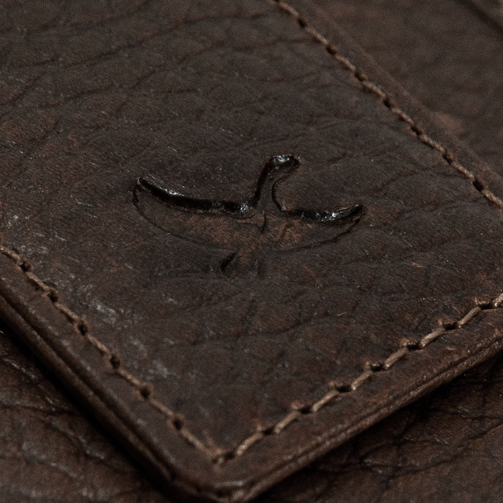 Rugged Leather Money Clip Bifold Wallet