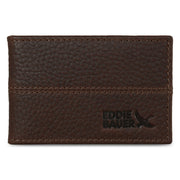 Rugged Leather Money Clip Bifold Wallet - Brown
