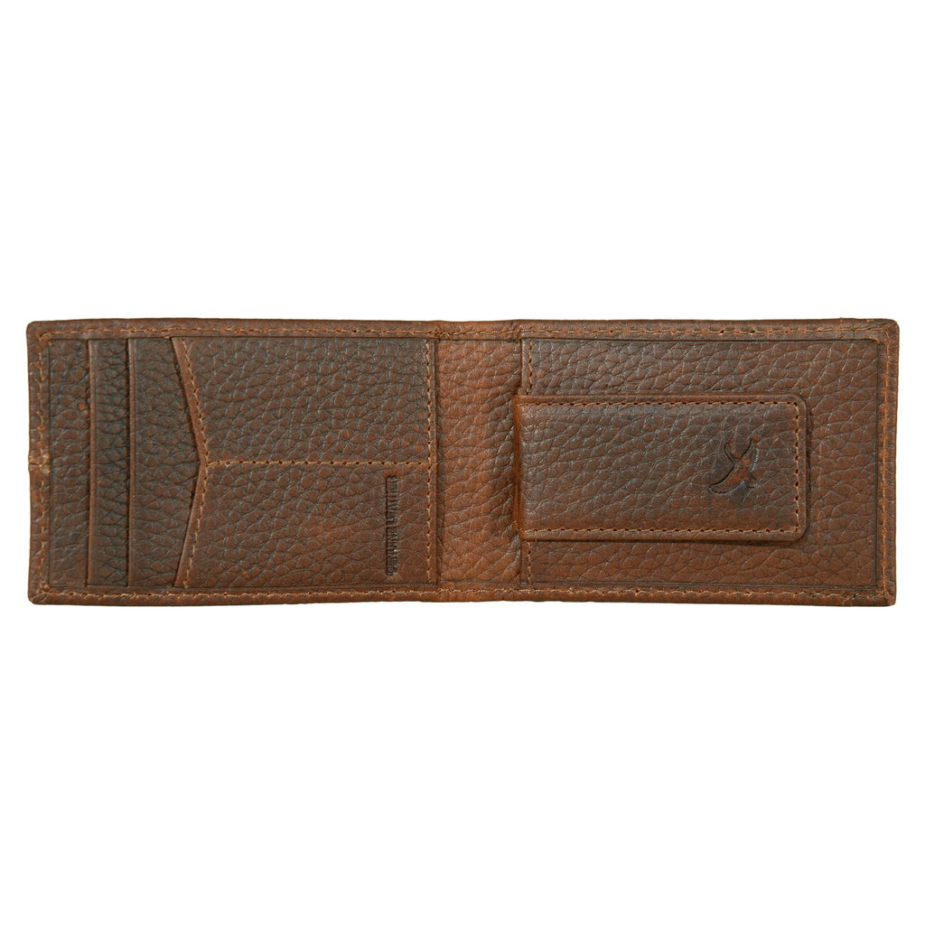 Rugged Leather Money Clip Bifold Wallet