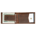 Rugged Leather Money Clip Bifold Wallet