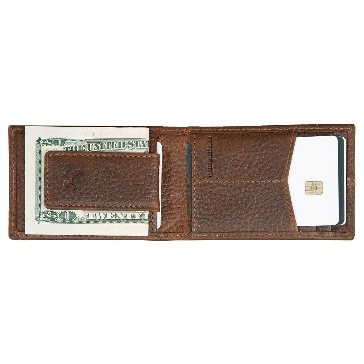 Rugged Leather Money Clip Bifold Wallet