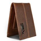 Rugged Leather Money Clip Bifold Wallet