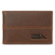 Rugged Leather Money Clip Bifold Wallet - Tan