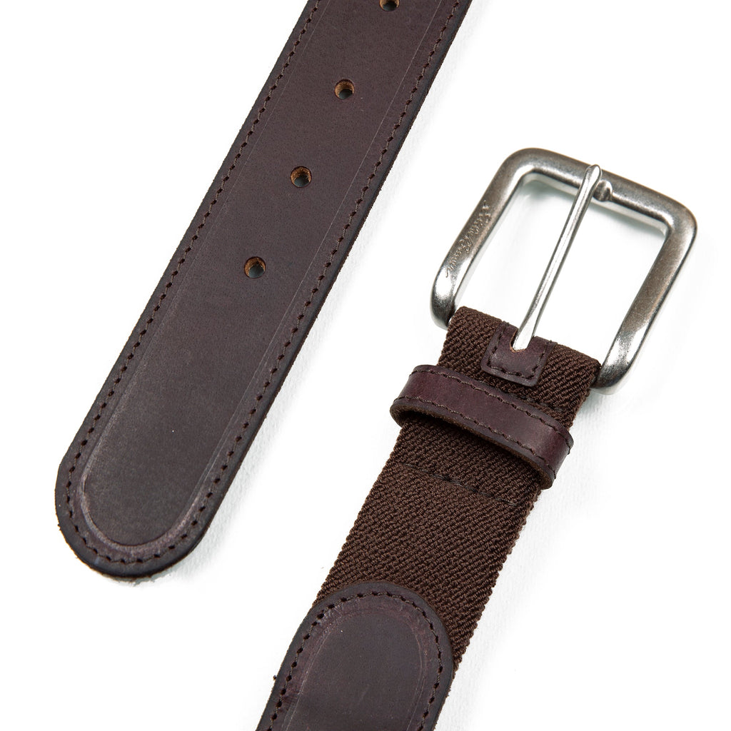 Men's Rugged Leather Belt With Stretch Tab