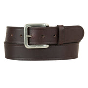 Men's Rugged Leather Belt With Stretch Tab - Brown