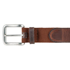 Men's Rugged Leather Belt With Stretch Tab