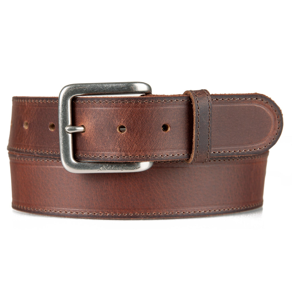 Men's Rugged Leather Belt With Stretch Tab