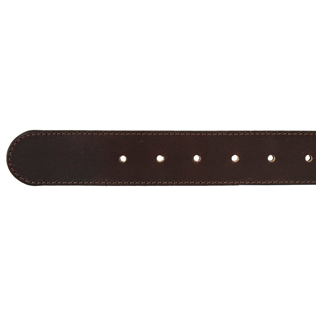 Men's Rugged Leather Belt With Stretch Tab And Sasquatch Design