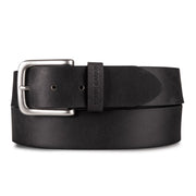 Men's Bridle Leather Belt With Nickel Finish Buckle - Black