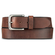 Men's Bridle Leather Belt With Nickel Finish Buckle - Brown