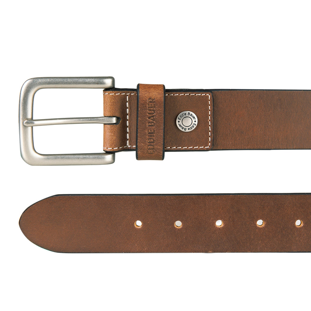 Men's Bridle Leather Belt With Nickel Finish Buckle