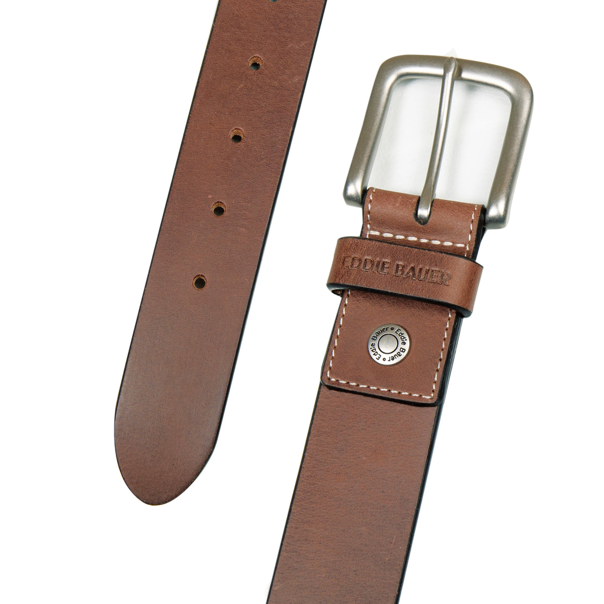 Men's Bridle Leather Belt With Nickel Finish Buckle