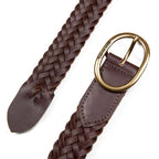 Women's Center Bar Woven Leather Belt