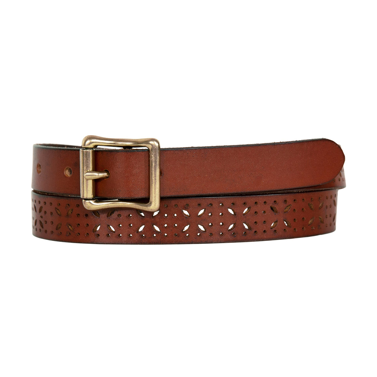 Women's Perforated Pattern Leather Belt