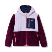 Kids Fleece Mixed Media Hooded Jacket - DARK PURPLE