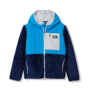 Kids Fleece Mixed Media Hooded Jacket - NAVY BLUE