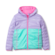 Kids Reversible Cirruslite Down Hooded Jacket - VIOLET TULIP