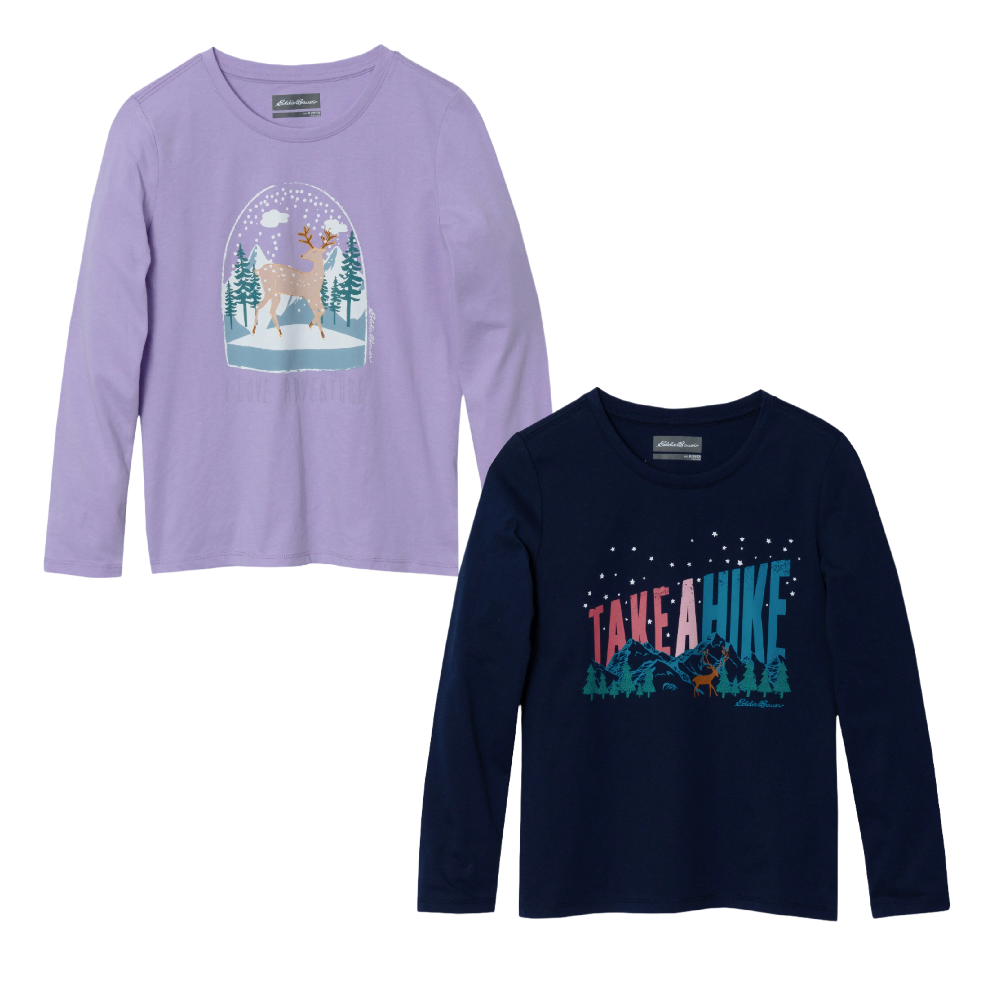 Girls Graphic Long-Sleeve T-Shirt - 2 Pack