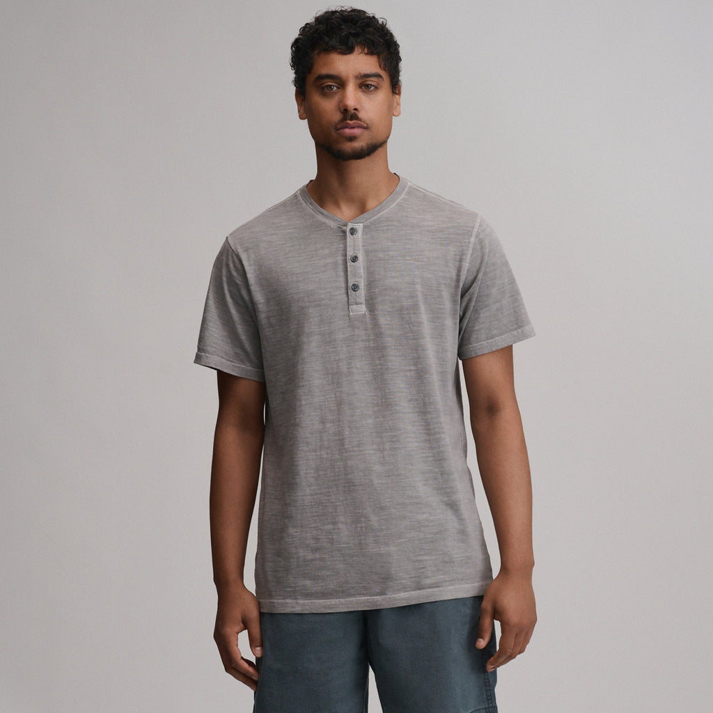 Men's Short-Sleeve Sunwashed Cotton Henley