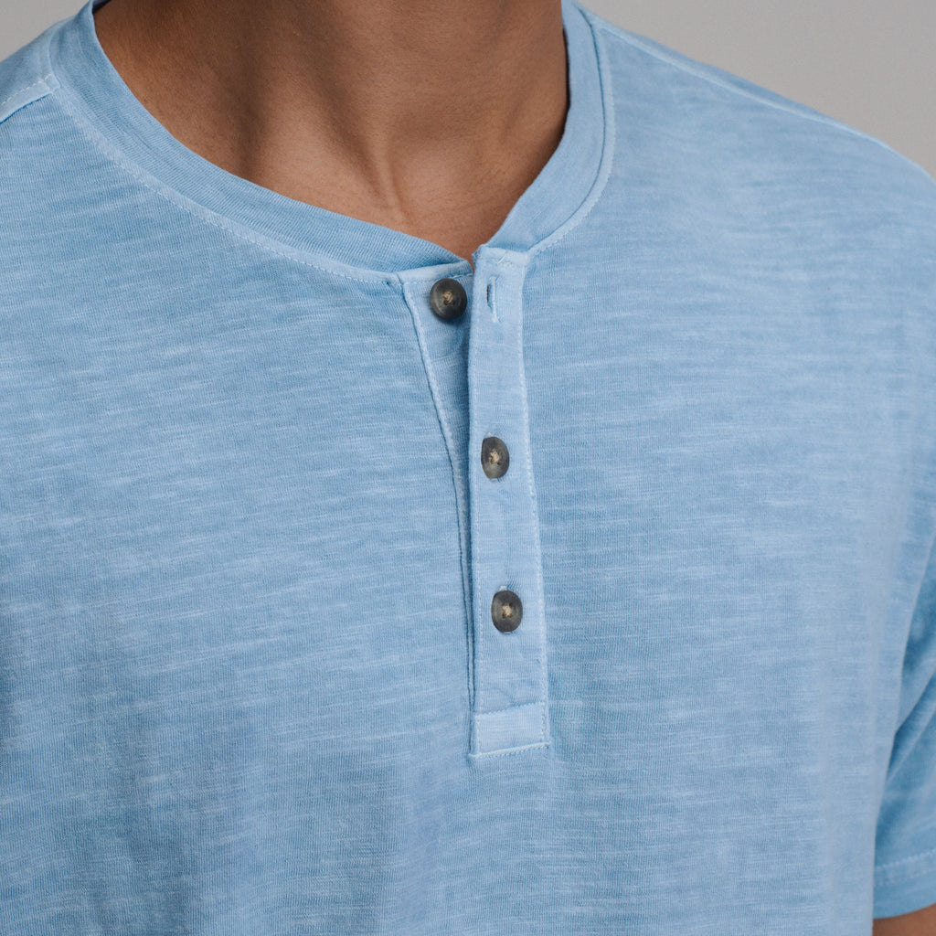 Men's Short-Sleeve Sunwashed Cotton Henley
