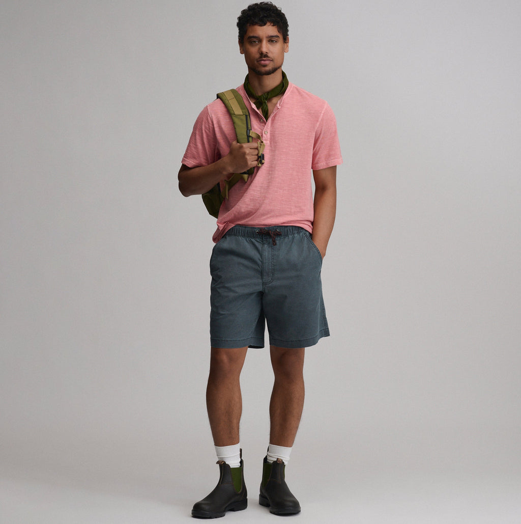 Men's Short-Sleeve Sunwashed Cotton Henley