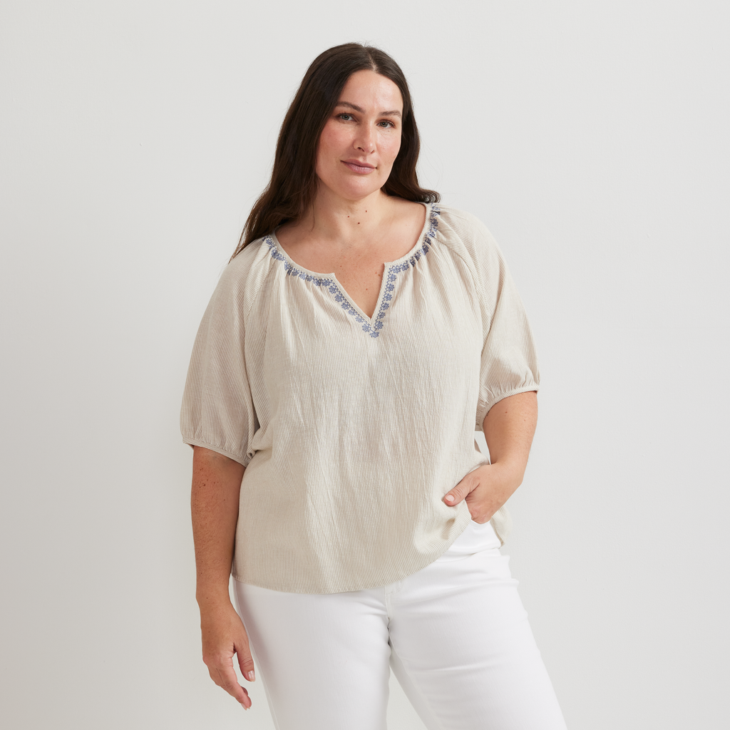 Women's Embroidered Trim Shirt