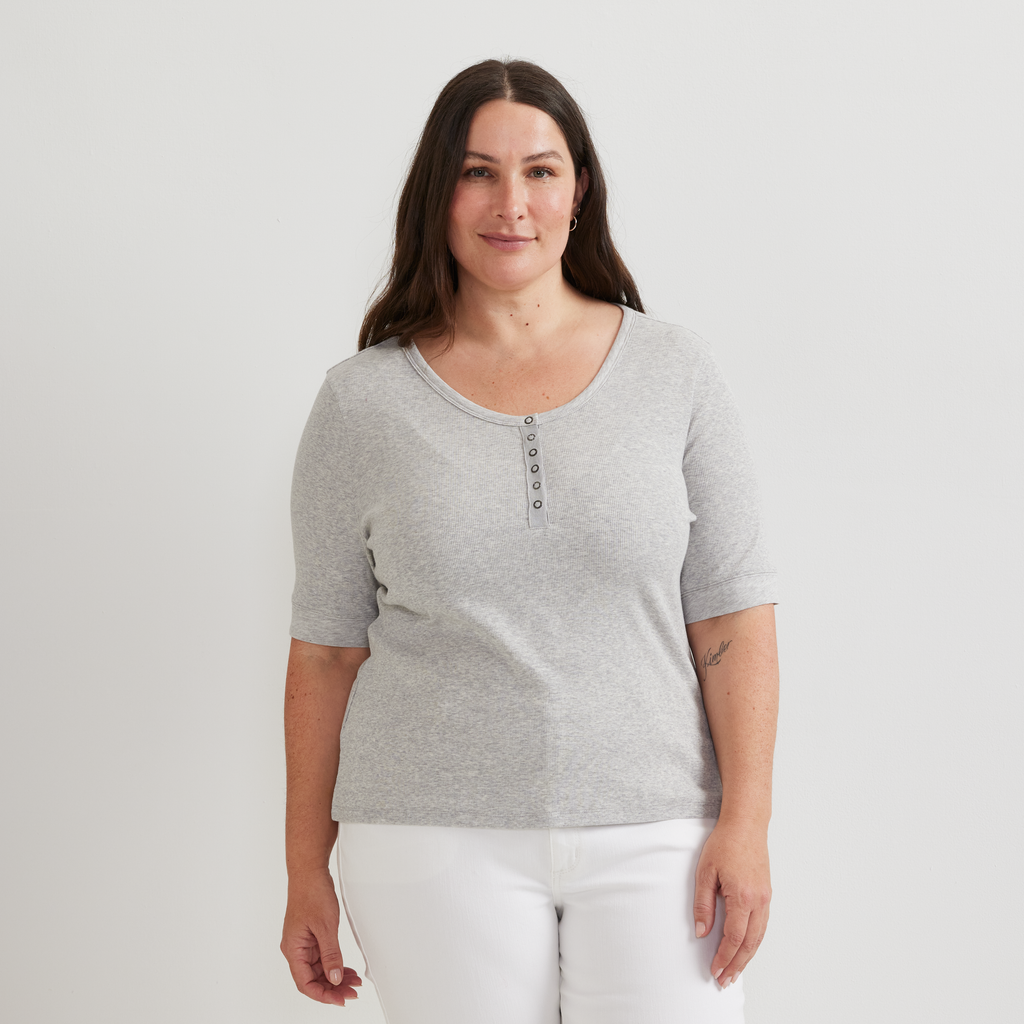 Women's Softline Short-Sleeve Ribbed Henley