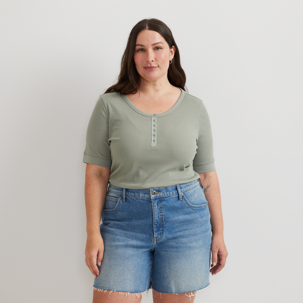 Women's Softline Short-Sleeve Ribbed Henley